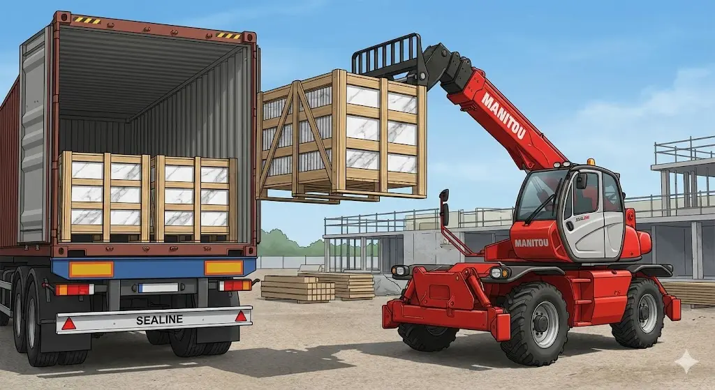 Professional delivery of Turkish marble tiles to construction site