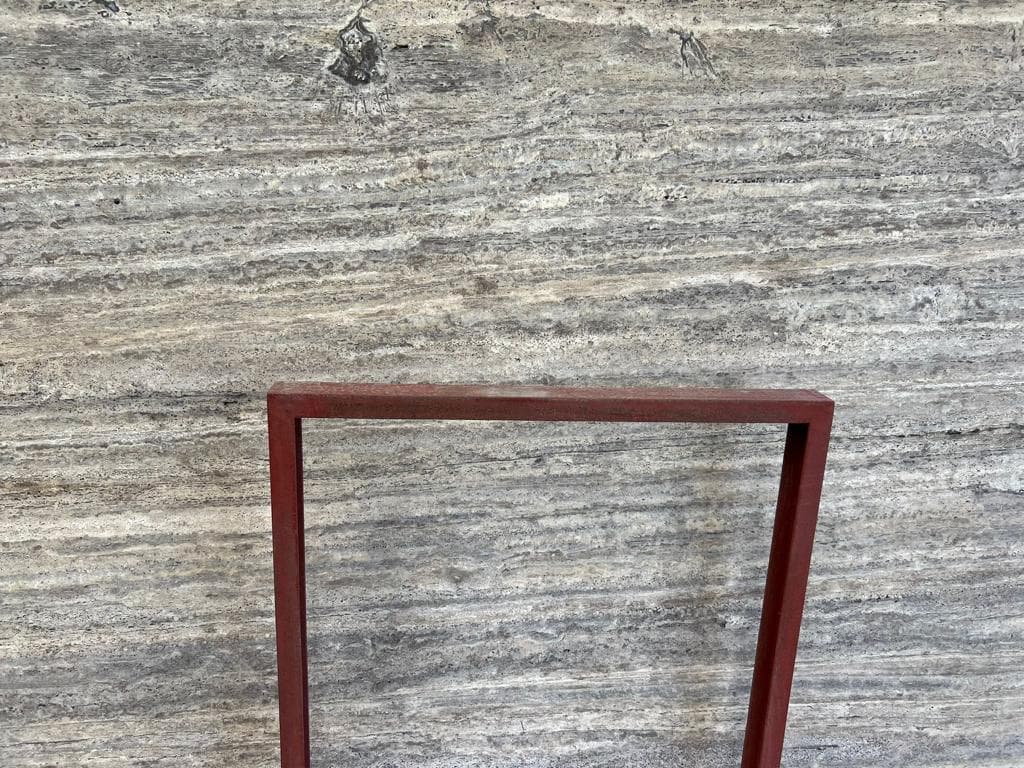 Vein-Cut Silver Travertine slab showing grey base with natural veining patterns and matte finish texture Vein-Cut Silver Travertine slab showing grey base with natural veining patterns and matte finish texture